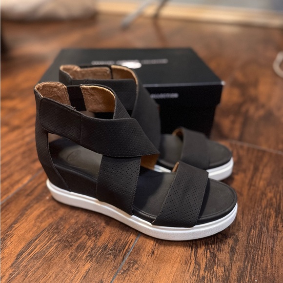 Dr. Scholls Sandals Shoes Sheena Black Platform Adjustable Strap Womens 8.5 NEW - Picture 4 of 9